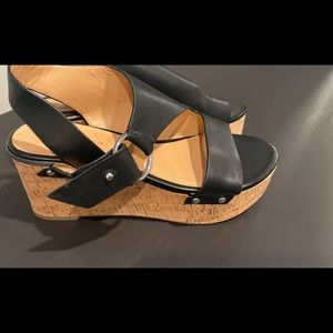 Marc Fisher leather wedge sandals, never worn.  Size 7.5